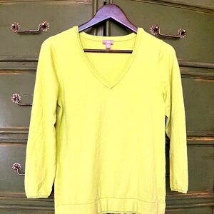 J.JILL SPRING size small 💯 % COTTON LIME GREEN SWEATER